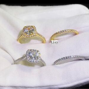 New 18k white gold wedding ring set